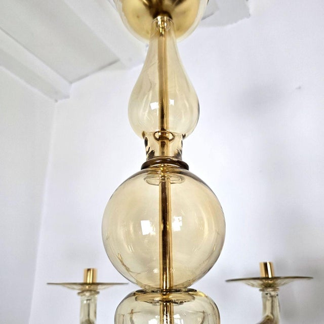 1980s Mid Century Modern Beige Murano Glass Chandelier For Sale - Image 11 of 11