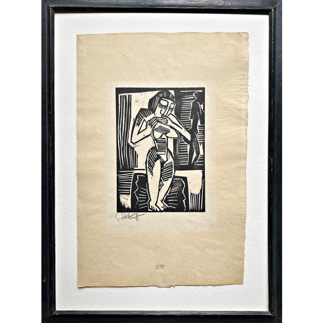 Karl Schmidt Rottluff, Frau auf Teppich, 1915, Hand Signed Woodcut on Handmade Paper For Sale - Image 7 of 7