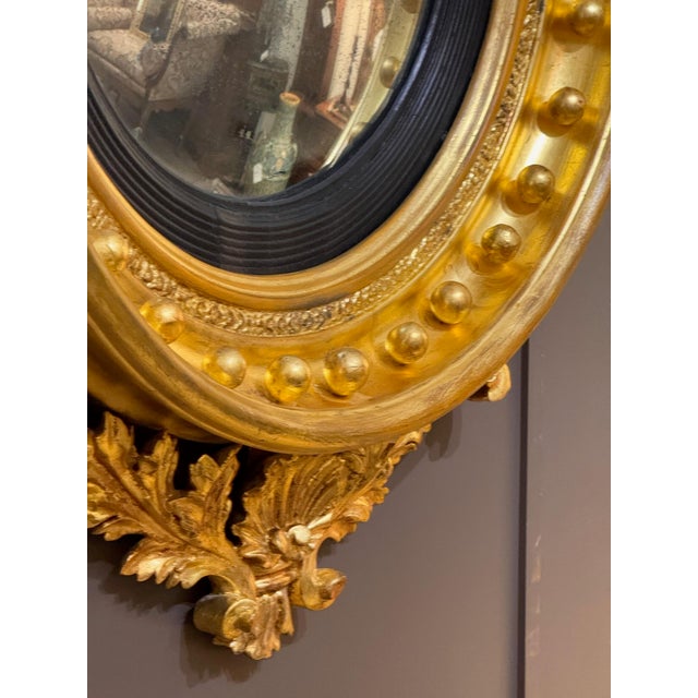 Early 19th Century Early 19th Century English Regency Giltwood Convex Mirror For Sale - Image 5 of 6