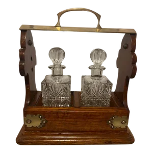 Mid 19th Century English Oak Tantalus Set- 3 Pieces