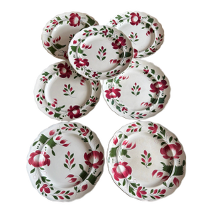 A Very Nice Set of 7 of Antique Staffordshire Early Adam’s Rose Plates, Circa 1830