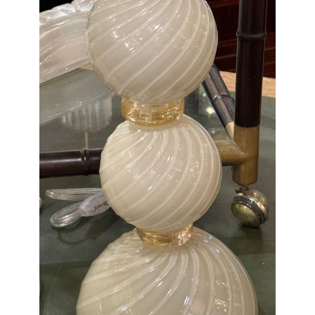 Murano Glass Swirl Ball Lamps For Sale - Image 4 of 5