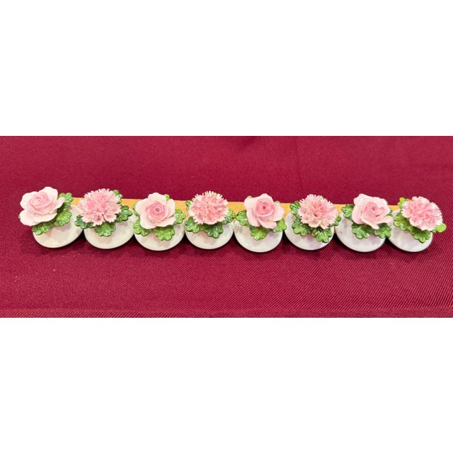 Mid-Century Modern Vintage Porcelain Pink Floral Individual Salt & Pepper Shakers - Set of 8 For Sale - Image 3 of 6