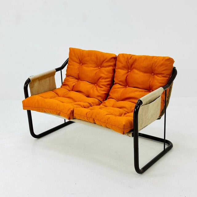 Bauhaus Tubular Canvas Sling Two-Seater Sofa, 1970s For Sale - Image 11 of 11
