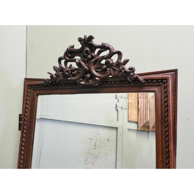 Large French Gothic Style Carved Oak Wall Mirror For Sale - Image 4 of 8