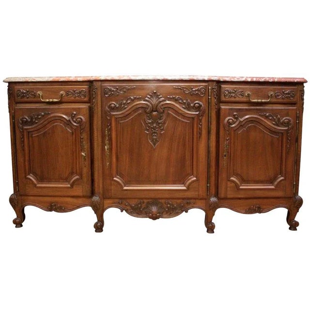Brown 1920s Louis XV French Rococo Carved Server Sideboard For Sale - Image 8 of 8