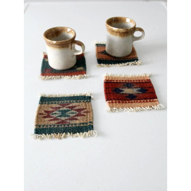 Vintage Southwestern Textile Coasters Set 4 For Sale - Image 10 of 11