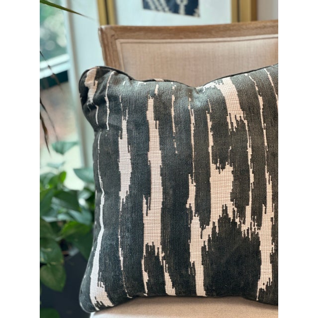 Gorgeous Schumacher Khaki green & cream 22"x22" pillows can be an accent to your decor. Cord trim edge finish. Insert...