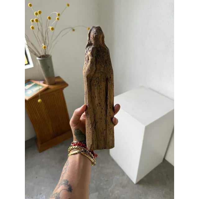 Small Wooden Sculpture of the Virgin Mary, 15th Century For Sale - Image 13 of 17