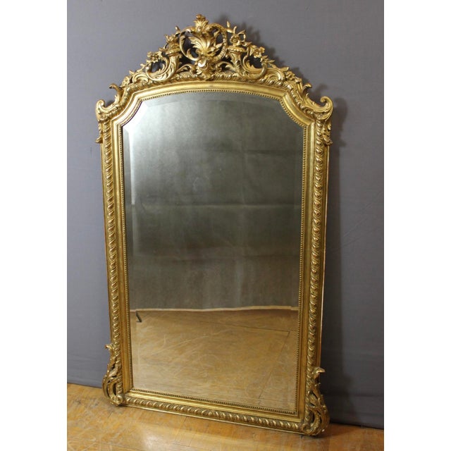 Louis XV Style Mirror in Gilded Stucco, 1800s For Sale - Image 11 of 11