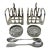 Antique Sterling Silver Pair Lowe Toast Rack Crystal Salt Cellars 1910 7.9 Ozs For Sale