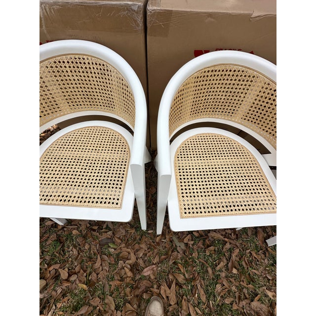 Cane Back Barrel Chairs Set of 4 For Sale - Image 10 of 12
