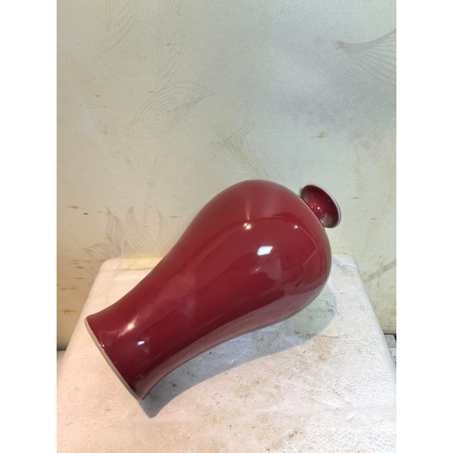 Chinese Vintage Ceramic Vase,Qing Dynasty Qianlong Marked Red Glaze Porcelain Plum Vase For Sale In Seattle - Image 6 of 8