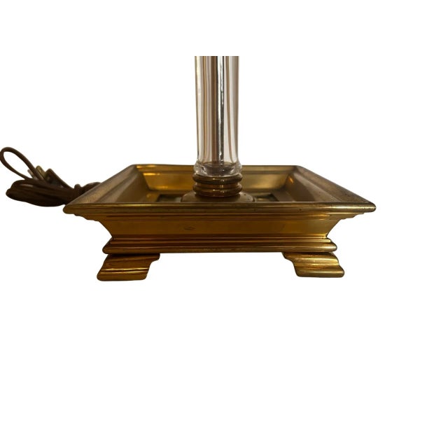 Late 20th Century Vintage Chapman Regency Style Faux Bamboo Glass and Brass Table Lamp For Sale - Image 5 of 13