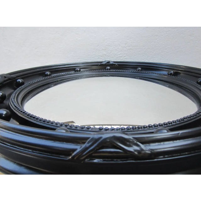 Mid 20th Century Large Black Framed Convex Mirror For Sale - Image 4 of 6