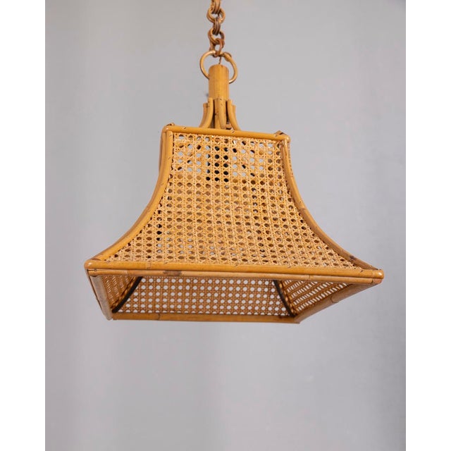 Vintage Italian Bamboo and Straw Pendant Lamp, 1960s For Sale - Image 12 of 12