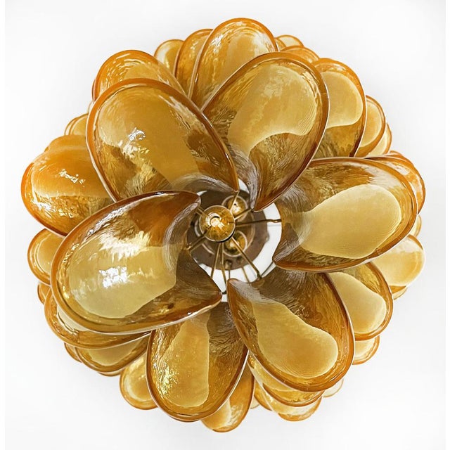 Large Italian Murano Glass Spiral Chandelier with 83 Amber Glass Petals, 1990s For Sale - Image 12 of 13
