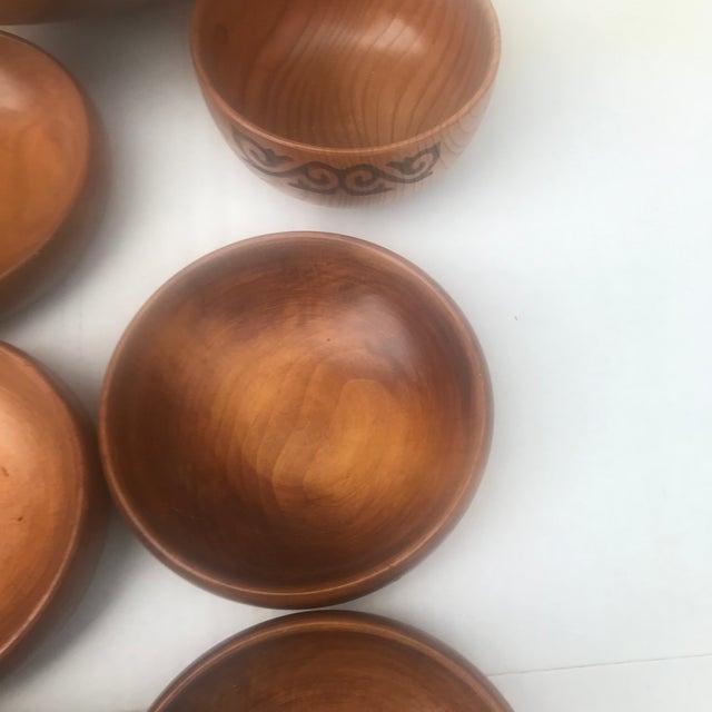 Vintage Wooden Salad Bowl Set - 9pcs For Sale - Image 6 of 14