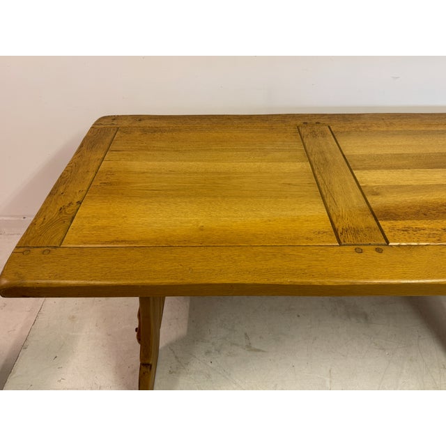 Tan Brutalist Rustic Alpine Oak Dining Table, 1970s For Sale - Image 8 of 16