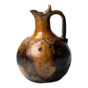 Antique Guatemalan Majolica Pottery Water Vessel Pitcher