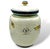 One vintage hand-painted Italian terracotta ceramic glazed jar with the original lid featuring a vibrant lemon and leaf...
