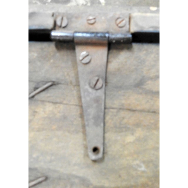 Wood Primitive Wooden Tool Box With Leather Details For Sale - Image 7 of 11