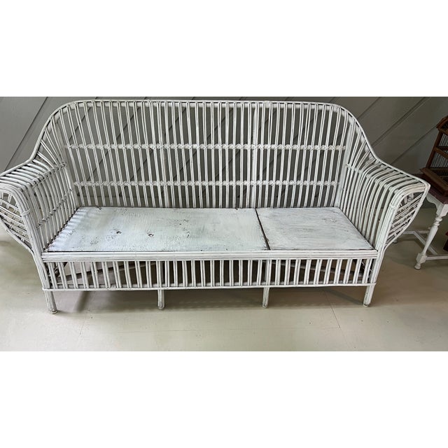 Vintage Wicker Three Seat Couch Sofa 1940s For Sale In New York - Image 6 of 14