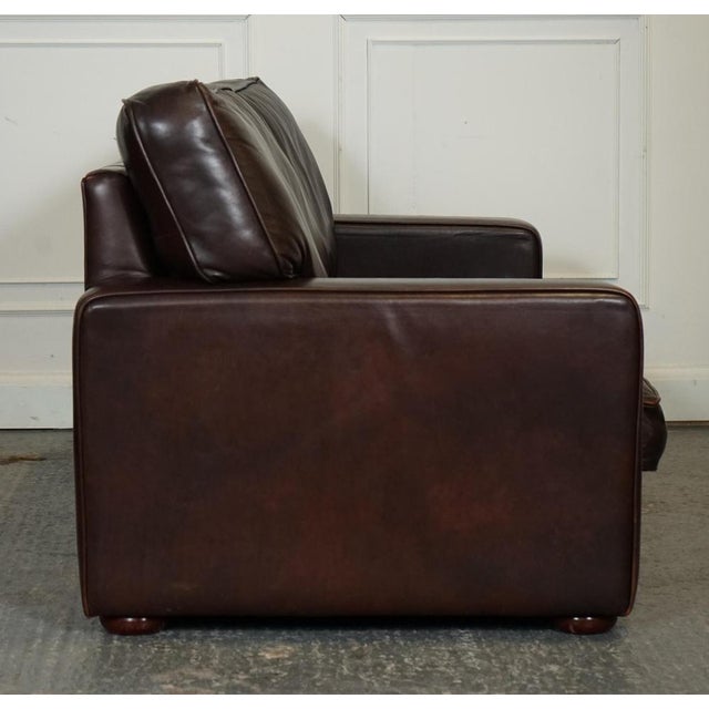 Vintage Brown Leather Two to Three Seater Sofa For Sale - Image 10 of 16