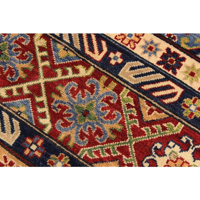 Textile Boho Chic Kazak Light Blue/Red Wool Rug - 10'1''x13'10'' For Sale - Image 7 of 10