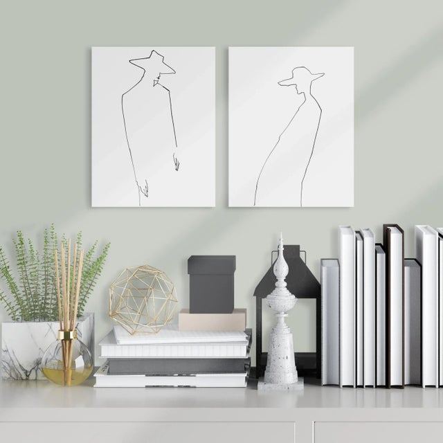 "Capped Silhouette" Original Set of Two Ink Drawings by Yuki Osada For Sale - Image 4 of 4