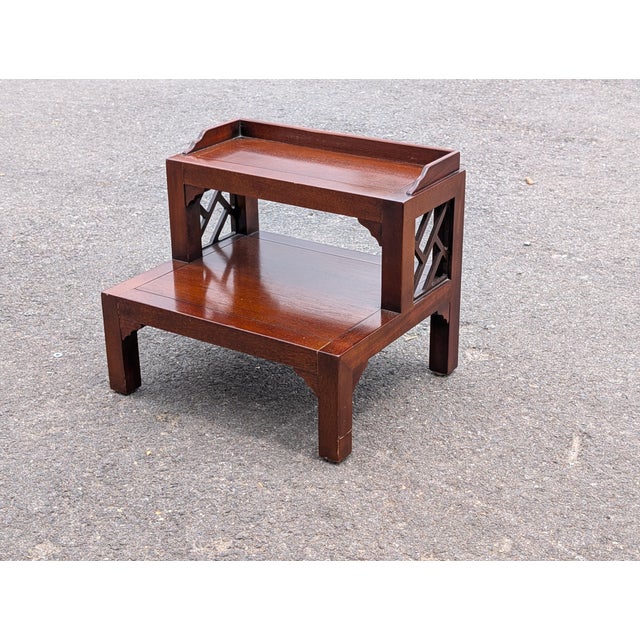 Wood Vintage Drexel Heritage Mahogany Chippendale Style Bed Steps Library Step Stool For Sale - Image 7 of 8