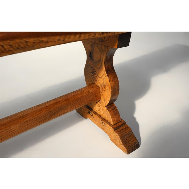 Brown Antique French Long Elm Monastery Bench, 1850 For Sale - Image 8 of 15