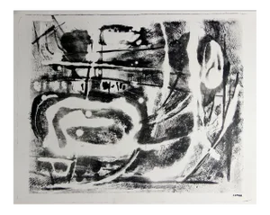 Monochromatic Mid Century Abstract Lithograph