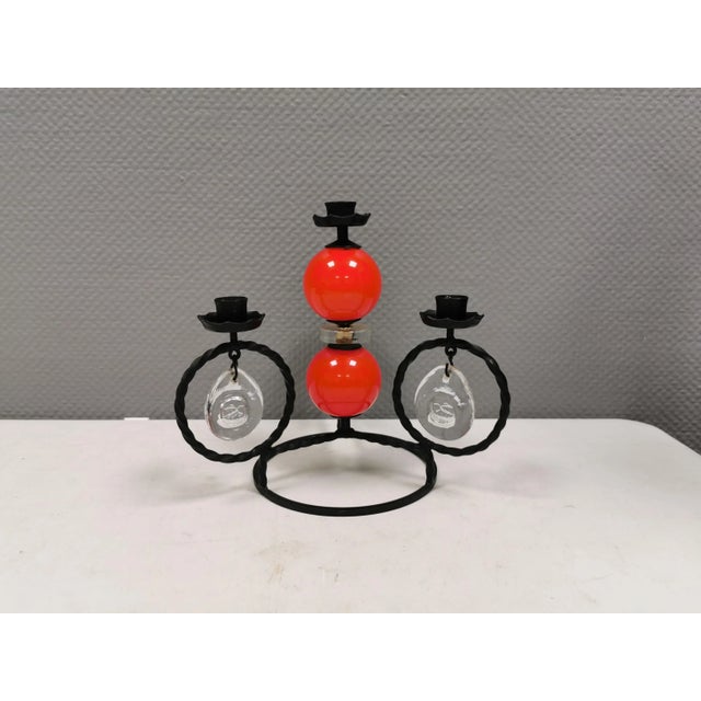 Glass Wrought Iron Candleholder by Erik Höglund, 1960s For Sale - Image 7 of 10