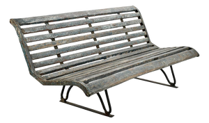 Public Bench in Wood and Patinated Iron