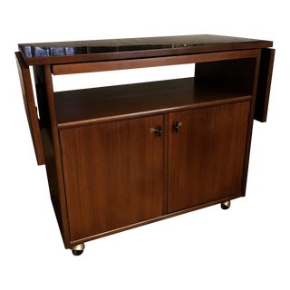 Mid-Century Modern Rolling Bar Cart Cabinet For Sale