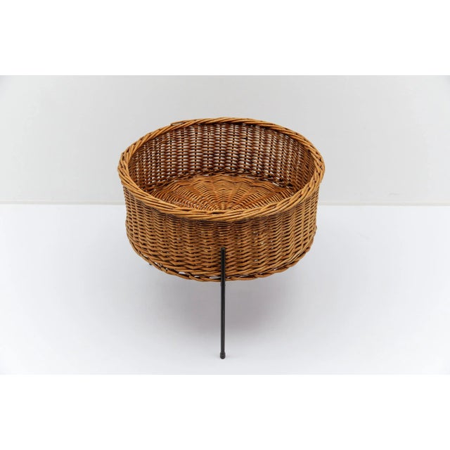 Wood Mid-Century Modern Rattan String Basket, 1960s For Sale - Image 7 of 10