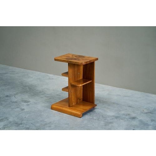 Art Deco Side Table with Shelves in Bookmatched Walnut Veneer, 1920s For Sale - Image 9 of 15