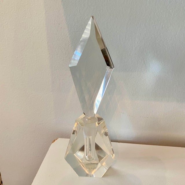 Art Deco Antique Art Deco Clear Czech Glass Perfume Bottle With Stopper For Sale - Image 3 of 11