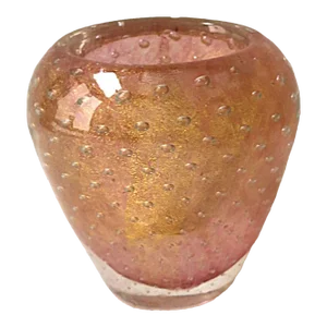 Pink and Gold Modern Italian Murano Barovier Toso Art Glass Vase
