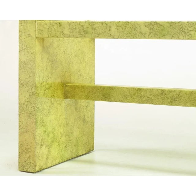 Mustard Henredon Circa 75 Glass & Marbleized Base Dining Table For Sale - Image 8 of 8
