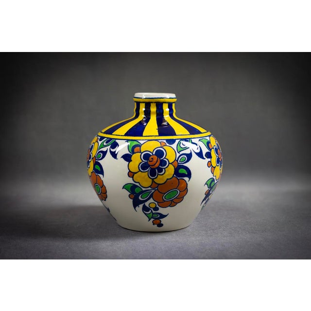 Art Deco Spinning Top Vase in Polychrome Glazed Earthenware by Charles Catteau for Boch Frères Kéramis, 1920s For Sale - Image 3 of 11