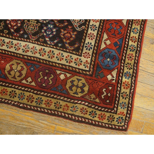 Textile 1900s Blue Navy Geometric Tribal Caucasian Moghan Runner Rug 3' X 9'6" Handknotted Wool Carpet For Sale - Image 7 of 18