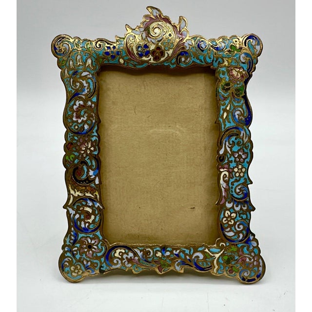 Antique Cloisonné Bronze Frame, 1890s For Sale - Image 5 of 10