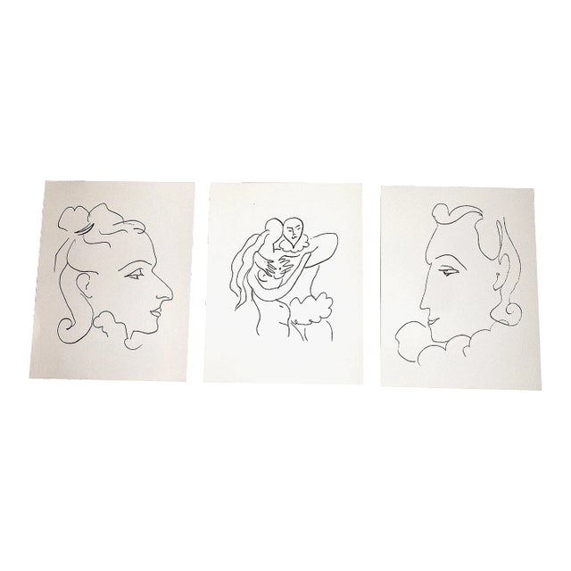 Vintage Henri Matisse Abstract Modernist Portraits & Nude Couple - Set of 3 For Sale
