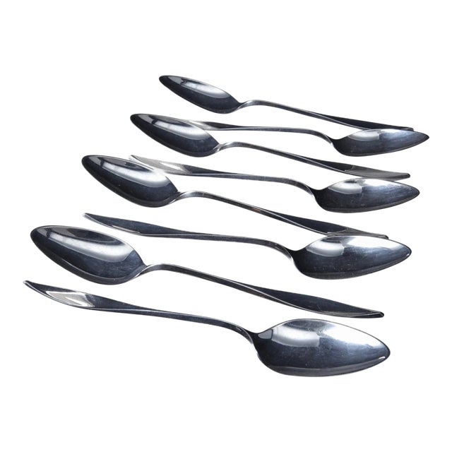 Late 20th Century Reed & Barton 'Lark' Sterling Silver Oval Soup Spoons- Set of 8 For Sale