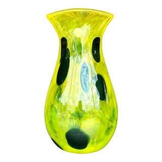 Vintage Contemporary Signed Italian Art Glass Vase For Sale