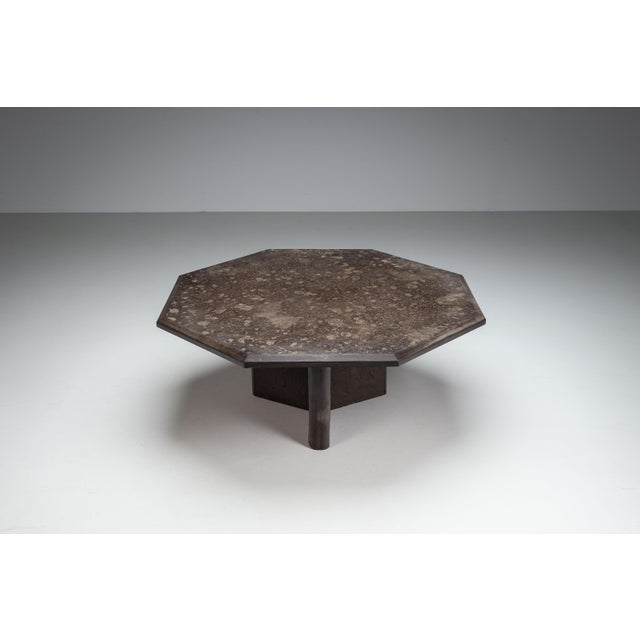 Large Octagonal Coffee Table with Posidonia Slate Top, 1970s For Sale - Image 4 of 14