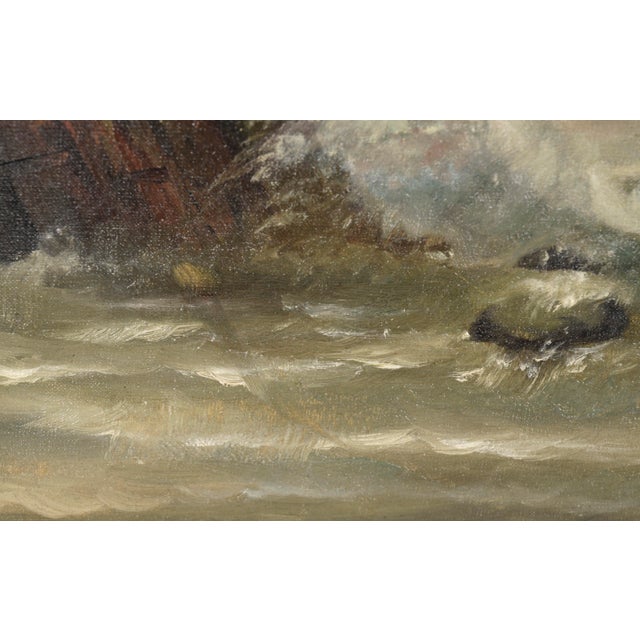 Early 20th Century Original Paining Stormy Seascape For Sale - Image 4 of 11