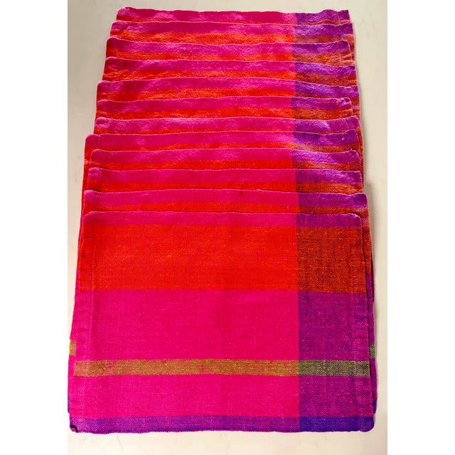 A sweet juicy burst of color for you dinner table! These nectarine, raspberry, and plumb colored woven cotton dinner...